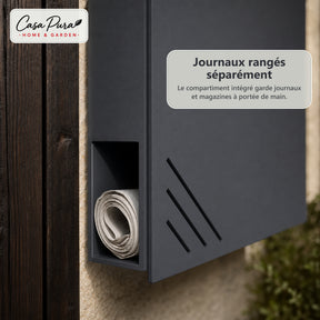 Boîte aux lettres | Lucien | Boîte murale en acier galvanisé | Verrouillable | Anthracite | Avec porte-journaux