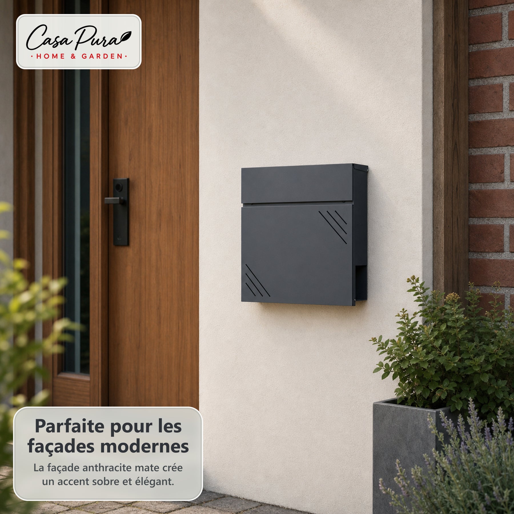 Boîte aux lettres | Lucien | Boîte murale en acier galvanisé | Verrouillable | Anthracite | Avec porte-journaux