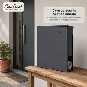 Boîte aux lettres | Lucien | Boîte murale en acier galvanisé | Verrouillable | Anthracite | Avec porte-journaux