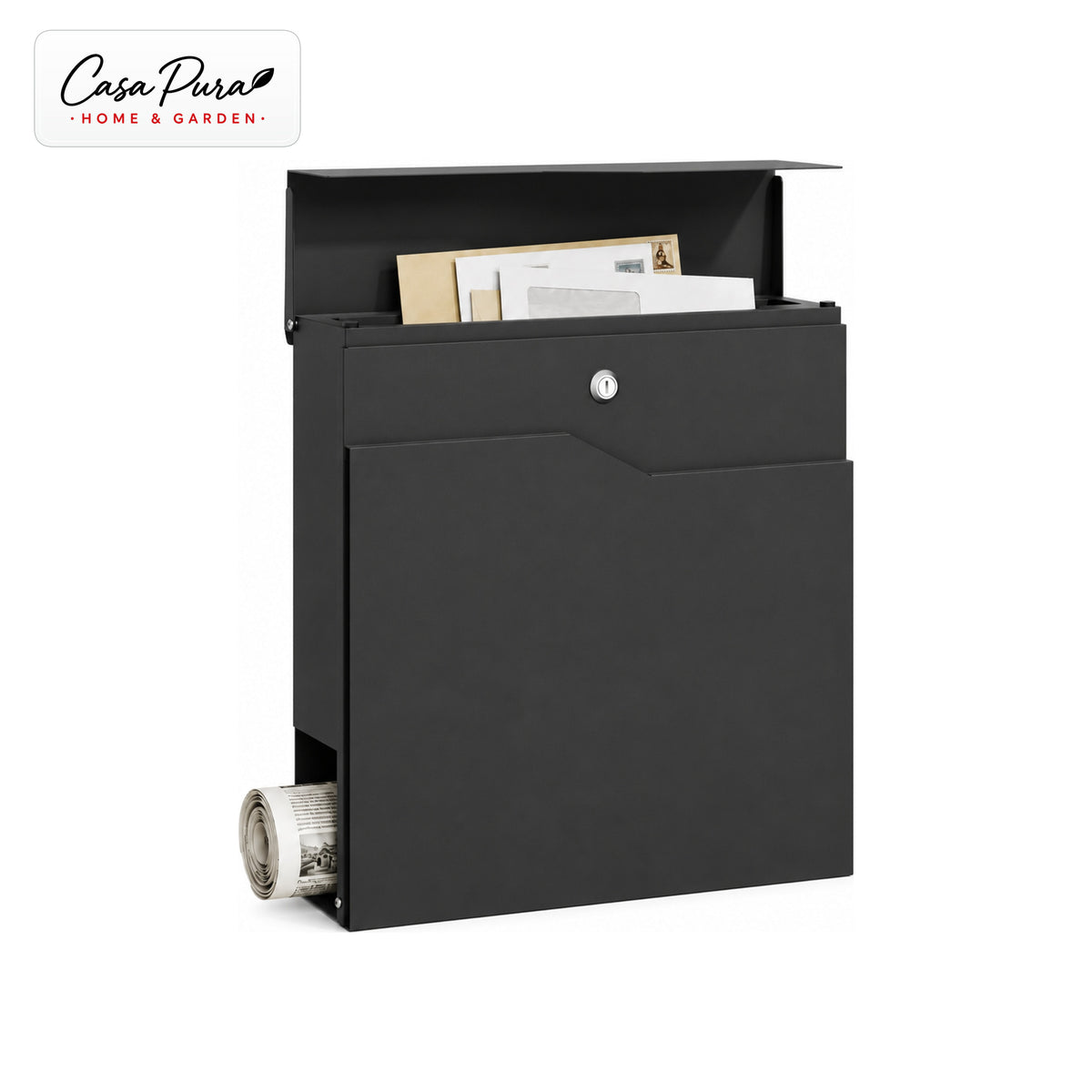 Boîte aux lettres | Pascal | Boîte aux lettres murale avec Porte-journaux | Anthracite | Verrouillable