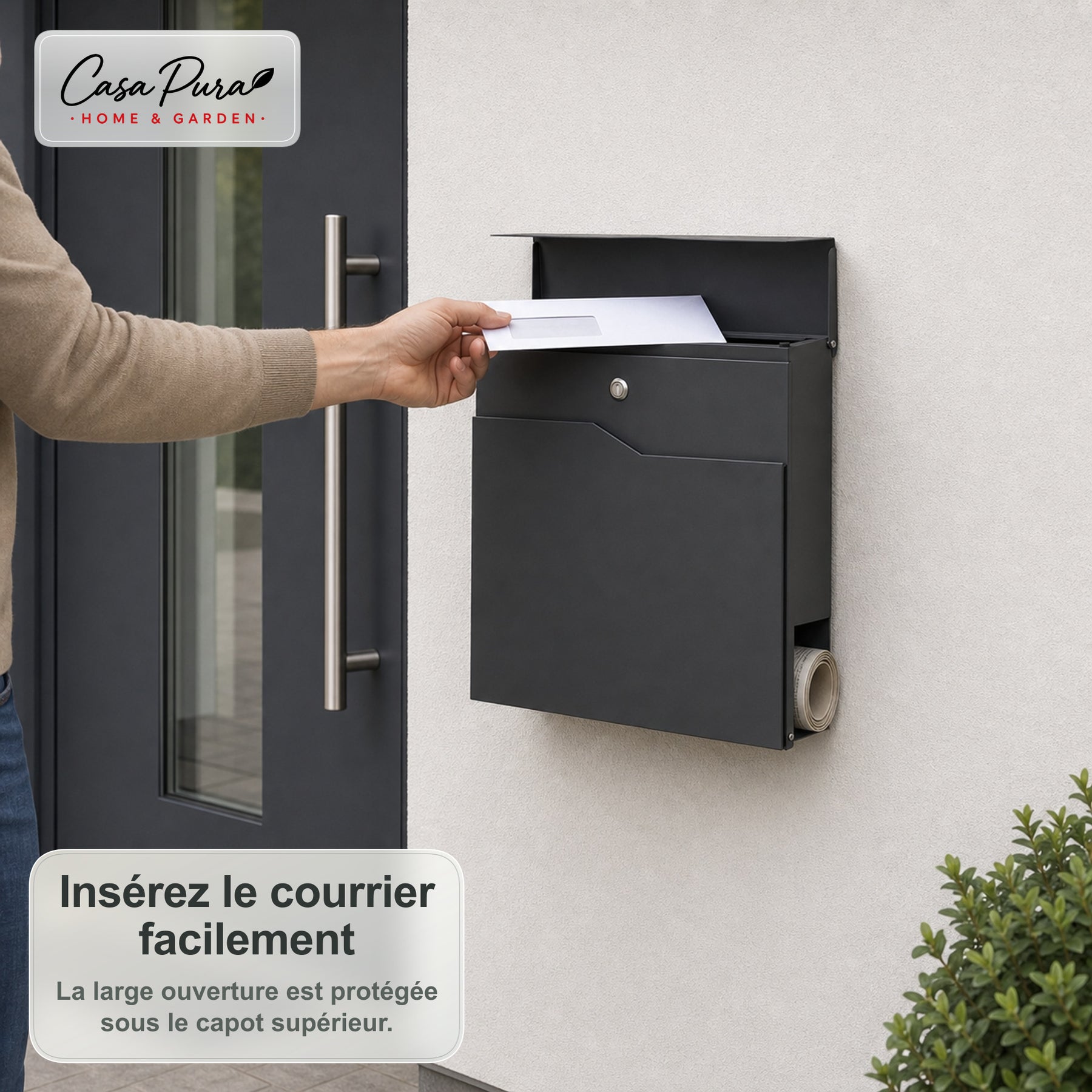 Boîte aux lettres | Pascal | Boîte aux lettres murale avec Porte-journaux | Anthracite | Verrouillable