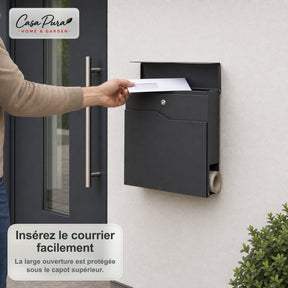 Boîte aux lettres | Pascal | Boîte aux lettres murale avec Porte-journaux | Anthracite | Verrouillable