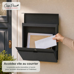 Boîte aux lettres | Pascal | Boîte aux lettres murale avec Porte-journaux | Anthracite | Verrouillable