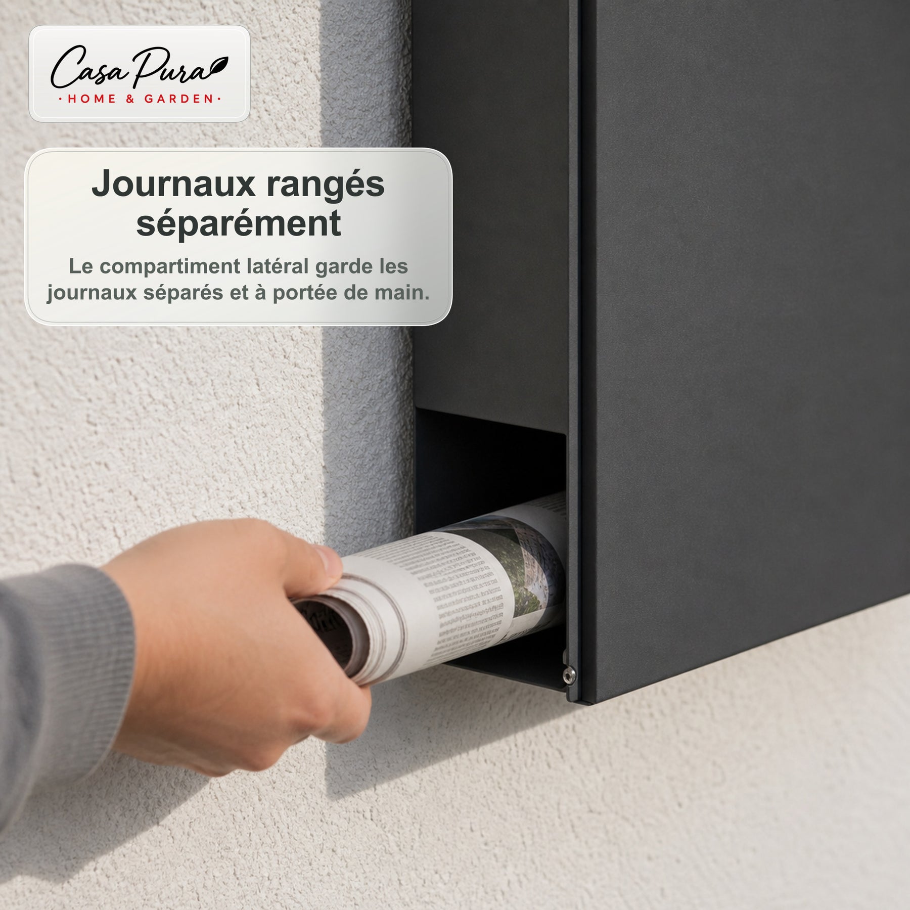 Boîte aux lettres | Pascal | Boîte aux lettres murale avec Porte-journaux | Anthracite | Verrouillable