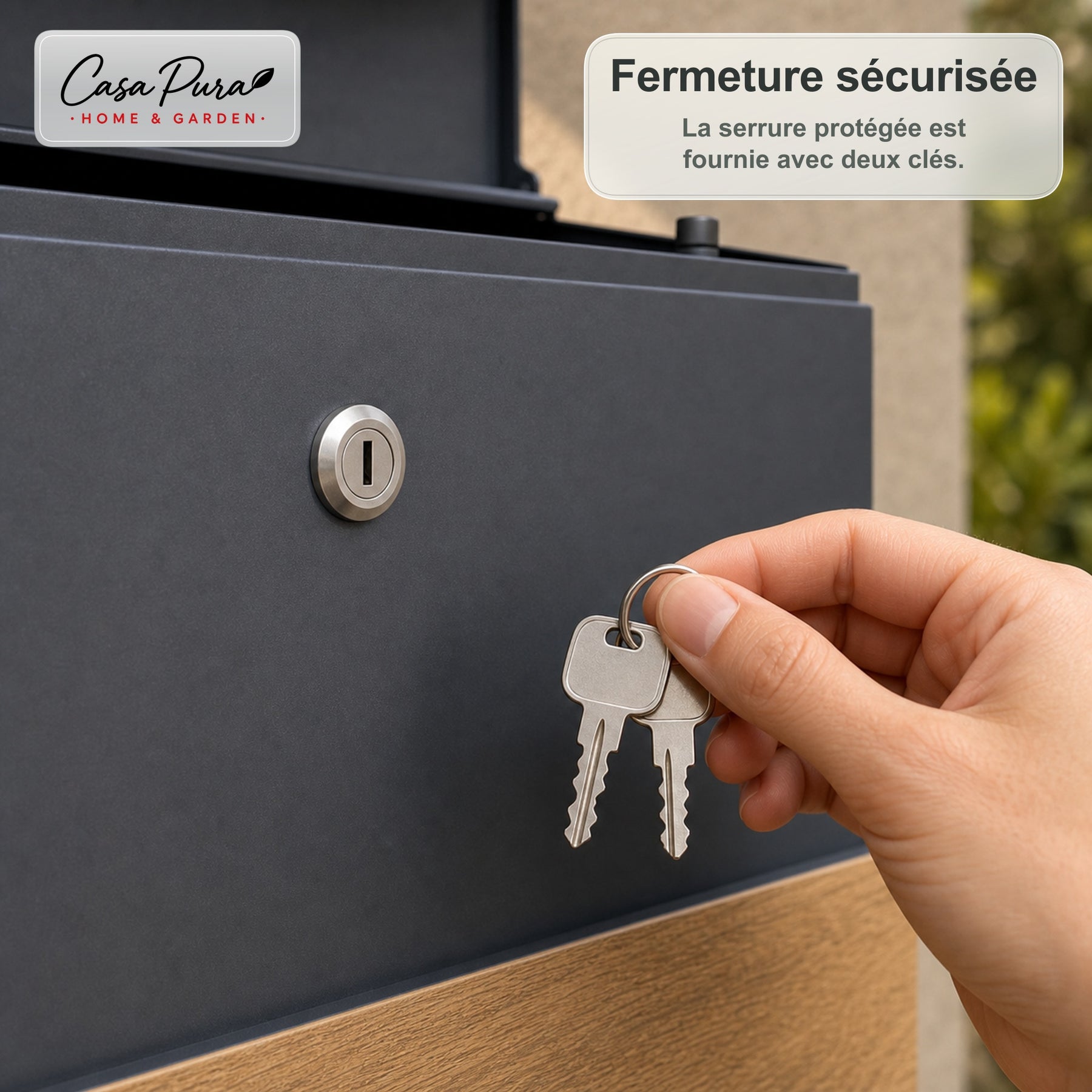 Boîte aux lettres | Roland | Boîte aux lettres murale moderne avec porte-journaux | Anthracite aspect bois