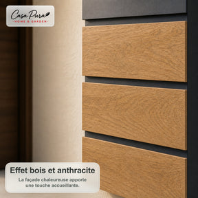Boîte aux lettres | Roland | Boîte aux lettres murale moderne avec porte-journaux | Anthracite aspect bois