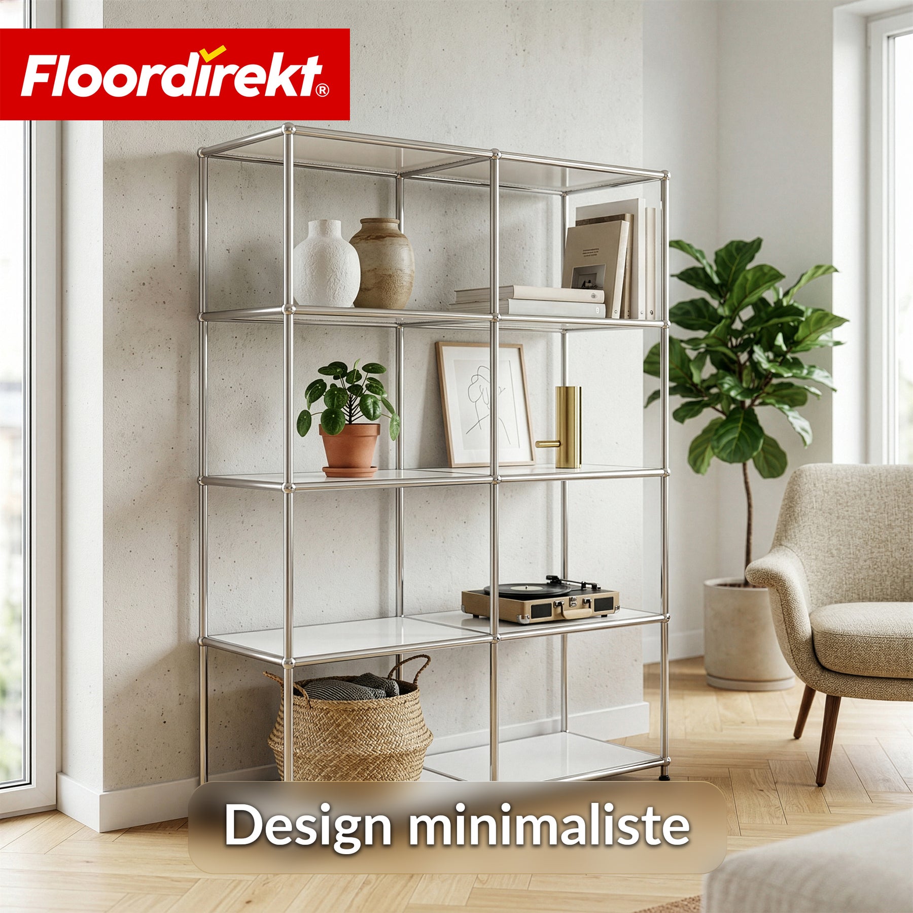 Étagère métallique | Concept Epure MK-015 | Étagère ouverte avec 5 niveaux | Étagère cuisine, bureau & salon