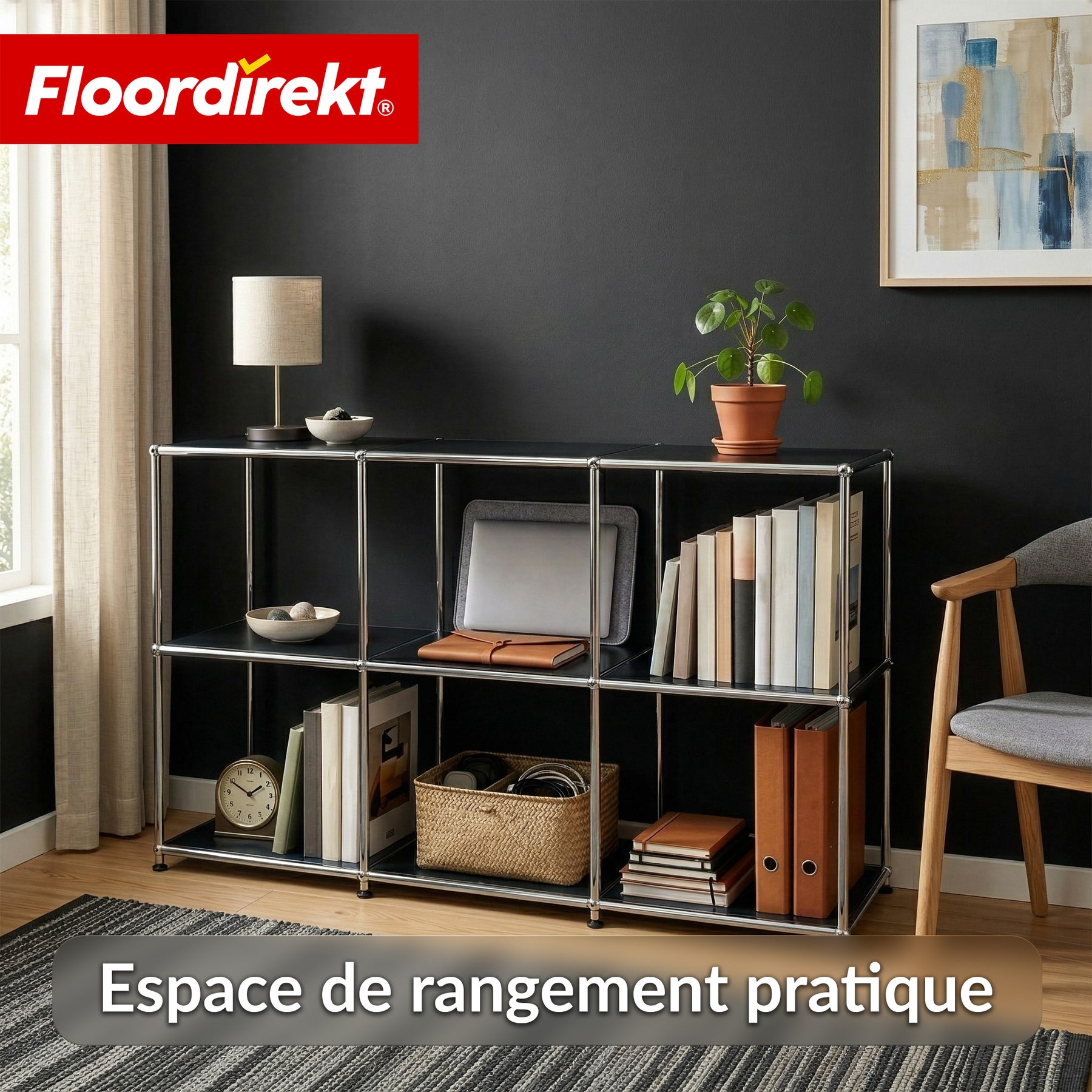 Étagère en métal | Concept Epure MK-018 | Étagère ouverte sur pied avec 3 niveaux | Étagère cuisine, bureau & salon