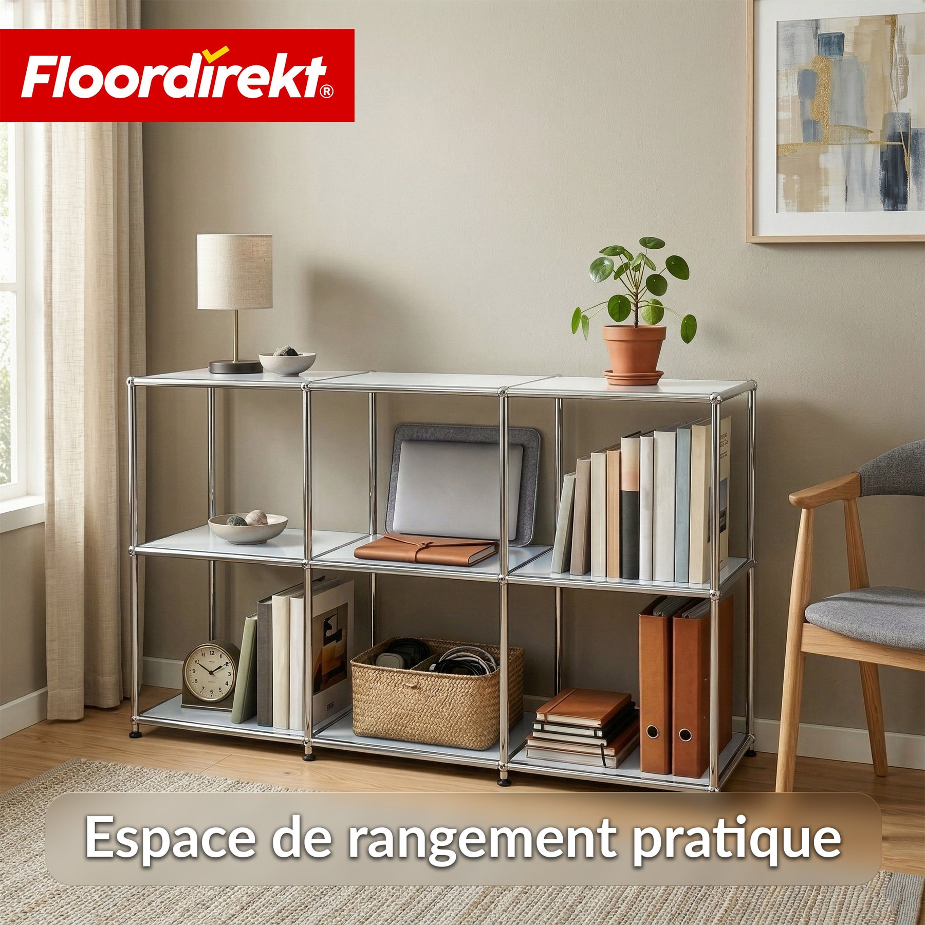 Étagère en métal | Concept Epure MK-018 | Étagère ouverte sur pied avec 3 niveaux | Étagère cuisine, bureau & salon