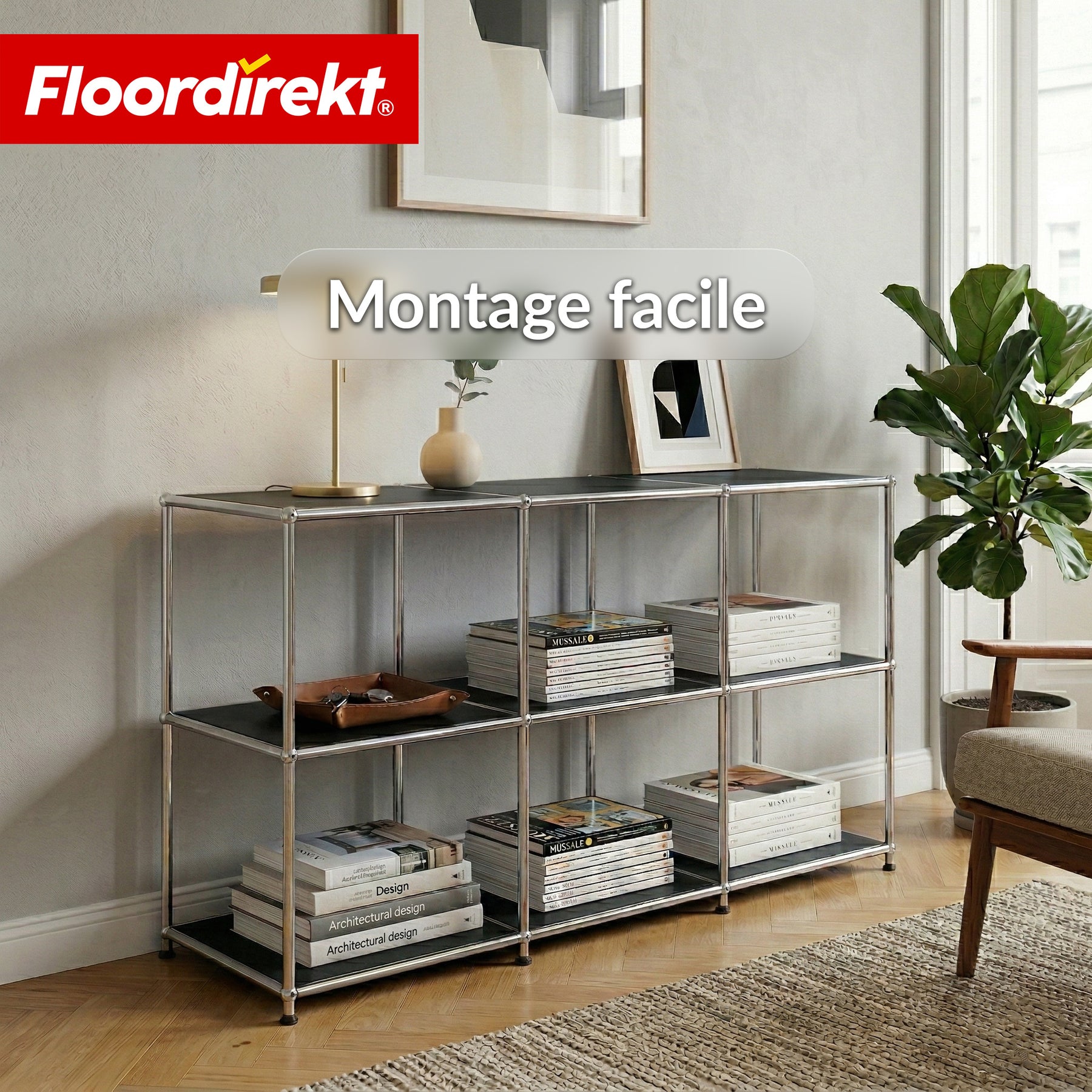 Étagère en métal | Concept Epure MK-018 | Étagère ouverte sur pied avec 3 niveaux | Étagère cuisine, bureau & salon
