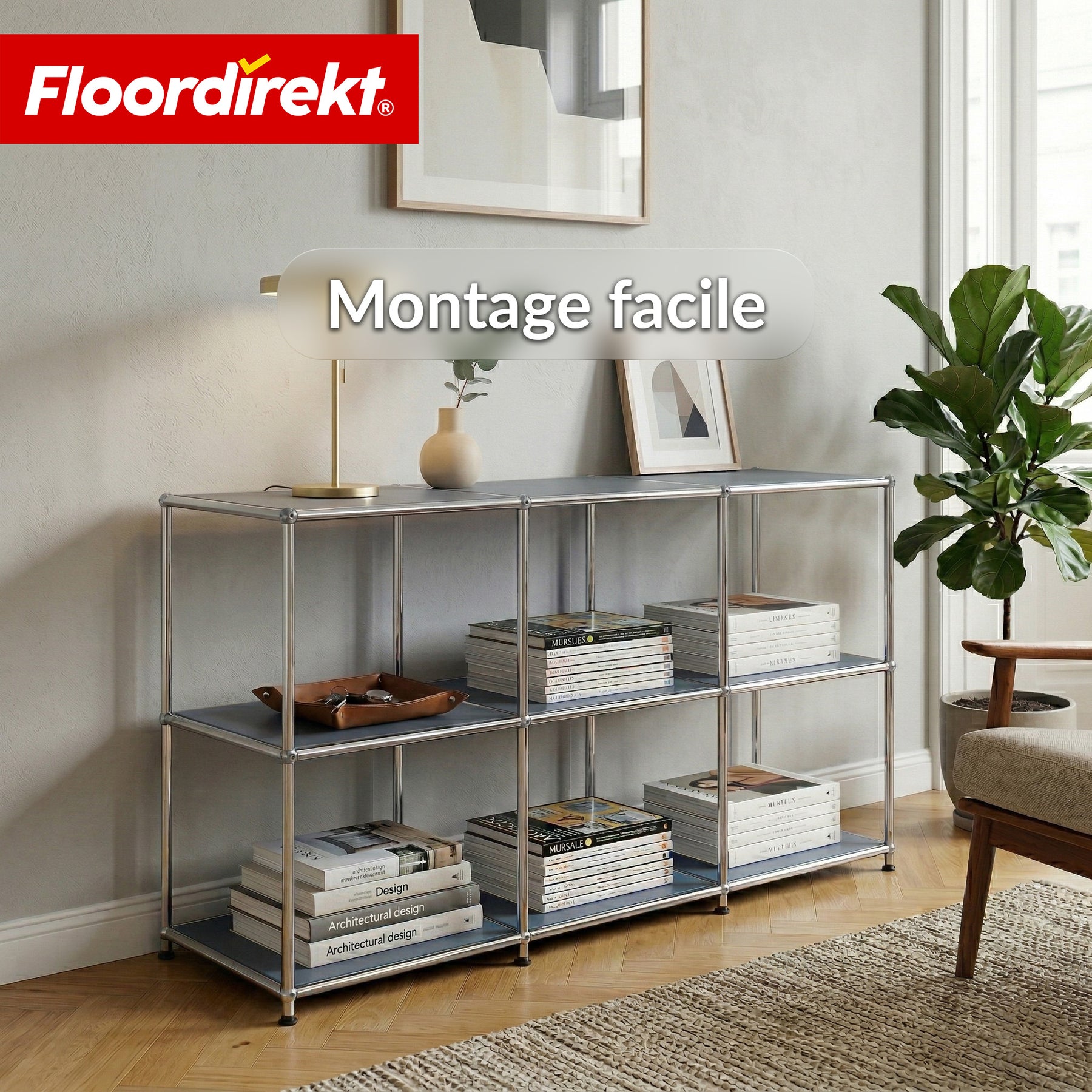 Étagère en métal | Concept Epure MK-018 | Étagère ouverte sur pied avec 3 niveaux | Étagère cuisine, bureau & salon