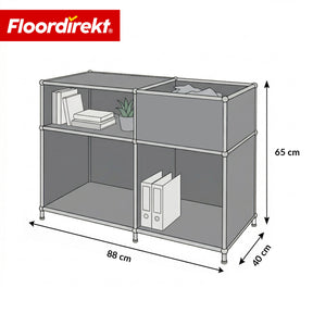 Étagère métallique | Concept Epure MK-030 | Étagère sur pied avec 3 niveaux & compartiment de rangement | Étagère cuisine, bureau & salon