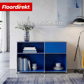 Étagère métallique | Concept Epure MK-030 | Étagère sur pied avec 3 niveaux & compartiment de rangement | Étagère cuisine, bureau & salon