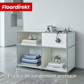 Étagère métallique | Concept Epure MK-030 | Étagère sur pied avec 3 niveaux & compartiment de rangement | Étagère cuisine, bureau & salon
