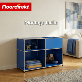 Étagère métallique | Concept Epure MK-030 | Étagère sur pied avec 3 niveaux & compartiment de rangement | Étagère cuisine, bureau & salon