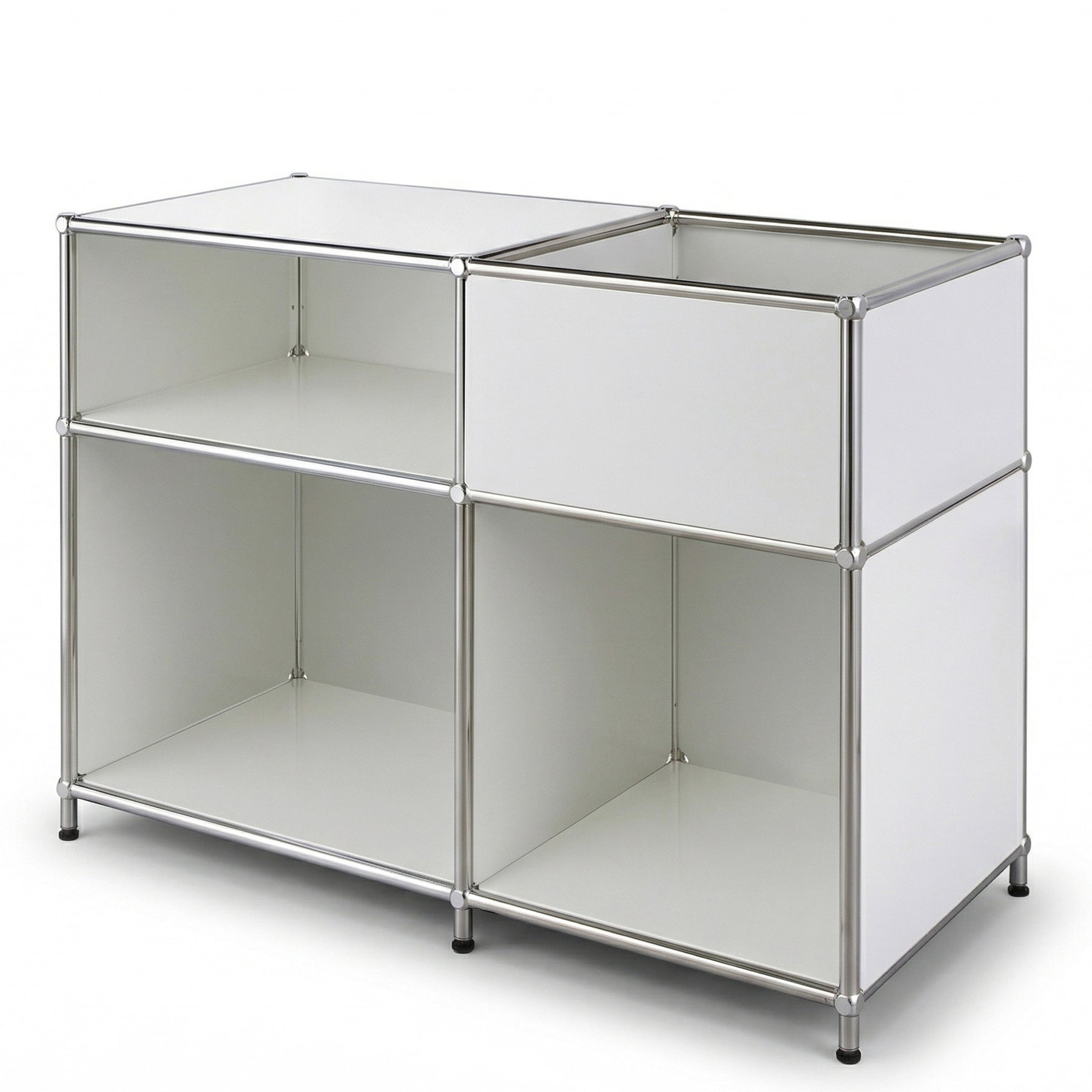 Étagère métallique | Concept Epure MK-030 | Étagère sur pied avec 3 niveaux & compartiment de rangement | Étagère cuisine, bureau & salon