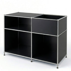 Étagère métallique | Concept Epure MK-030 | Étagère sur pied avec 3 niveaux & compartiment de rangement | Étagère cuisine, bureau & salon