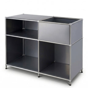 Étagère métallique | Concept Epure MK-030 | Étagère sur pied avec 3 niveaux & compartiment de rangement | Étagère cuisine, bureau & salon