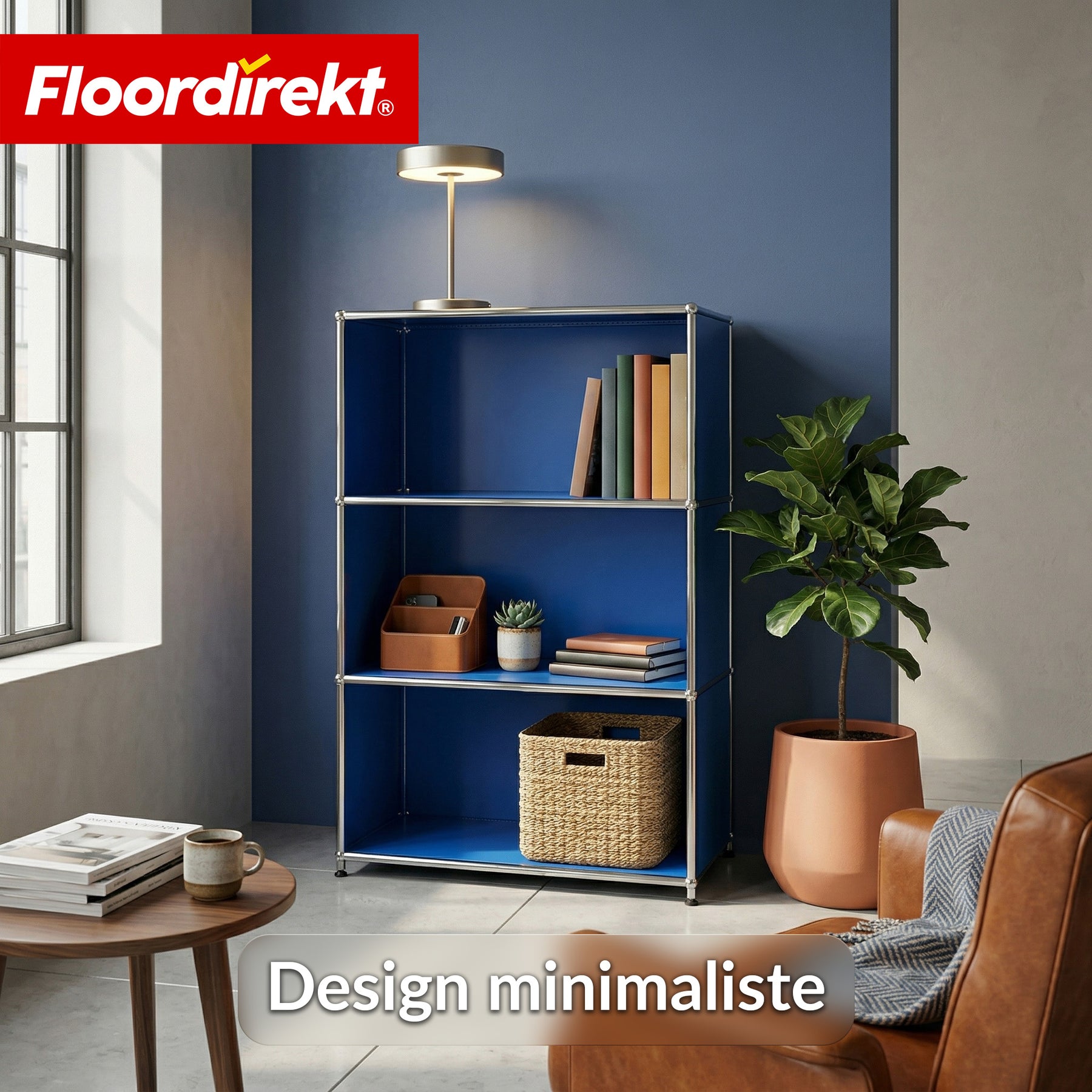 Étagère en métal | Concept Épure MK-101 | Étagère sur pied à 4 niveaux | Bibliothèque avec parois latérales | Étagère de rangement moderne