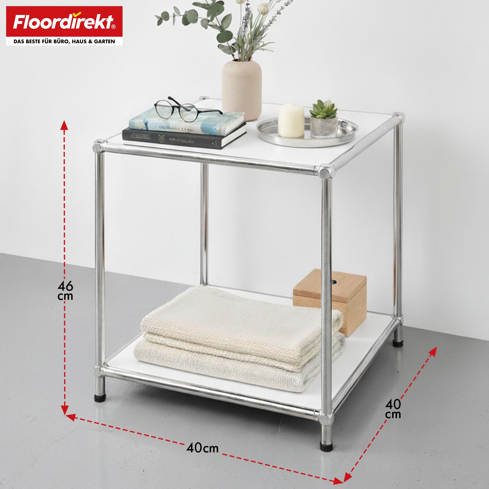 Étagère métallique | Concept Epure MK-012 | Étagère d'appoint et de rangement ouverte avec 2 tablettes | Disponible en plusieurs couleurs