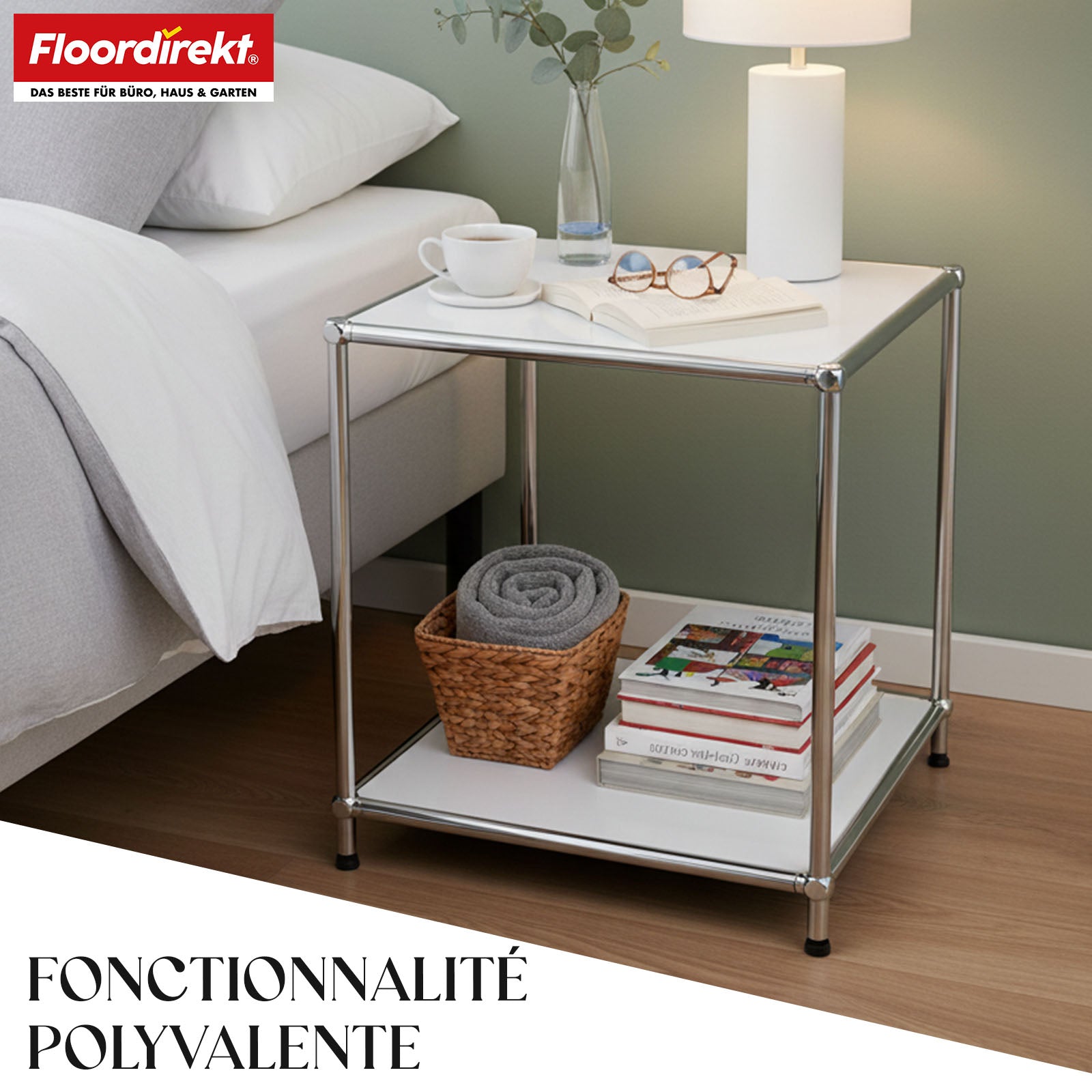 Étagère métallique | Concept Epure MK-012 | Étagère d'appoint et de rangement ouverte avec 2 tablettes | Disponible en plusieurs couleurs