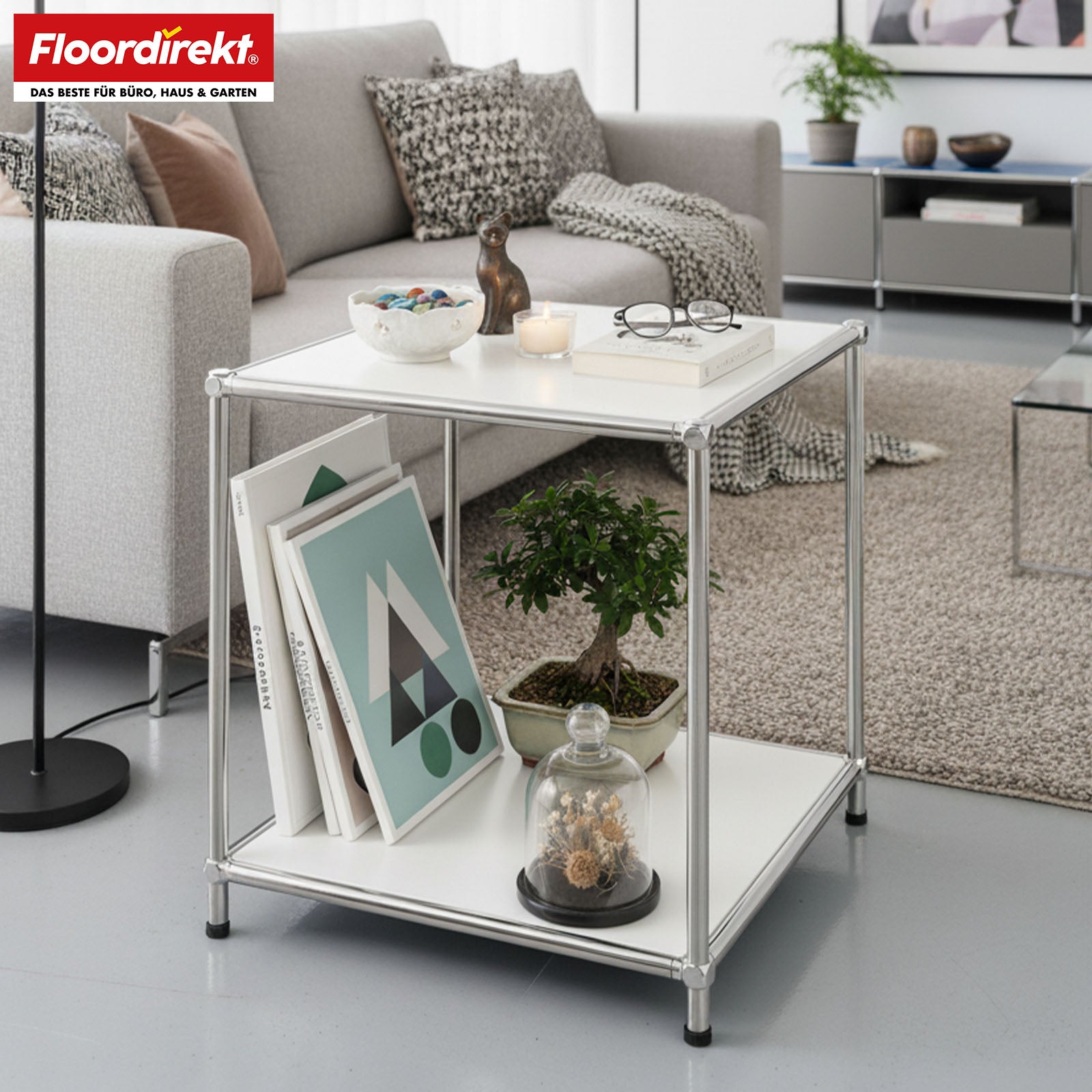 Étagère métallique | Concept Epure MK-012 | Étagère d'appoint et de rangement ouverte avec 2 tablettes | Disponible en plusieurs couleurs
