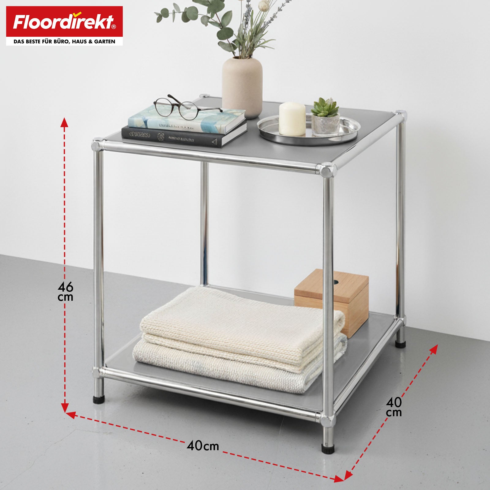 Étagère métallique | Concept Epure MK-012 | Étagère d'appoint et de rangement ouverte avec 2 tablettes | Disponible en plusieurs couleurs