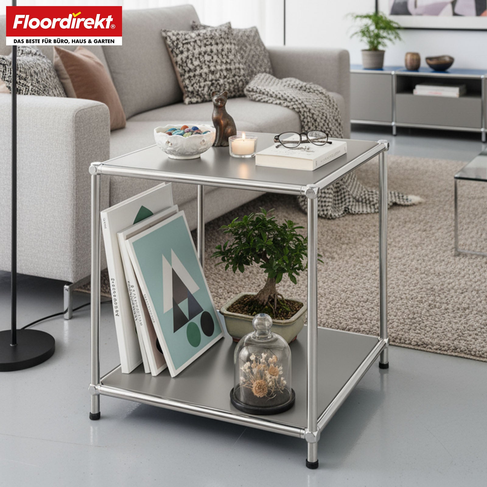 Étagère métallique | Concept Epure MK-012 | Étagère d'appoint et de rangement ouverte avec 2 tablettes | Disponible en plusieurs couleurs