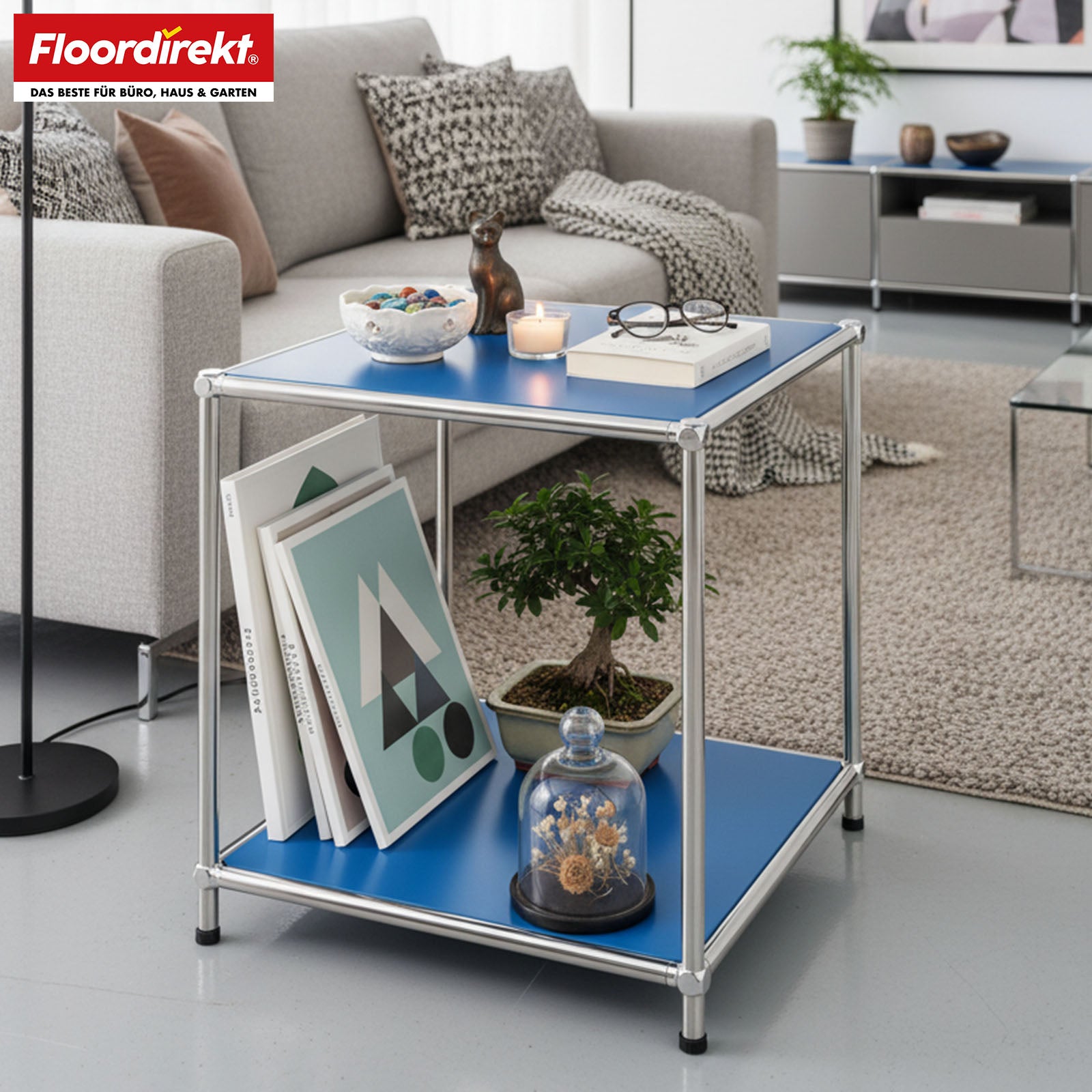 Étagère métallique | Concept Epure MK-012 | Étagère d'appoint et de rangement ouverte avec 2 tablettes | Disponible en plusieurs couleurs
