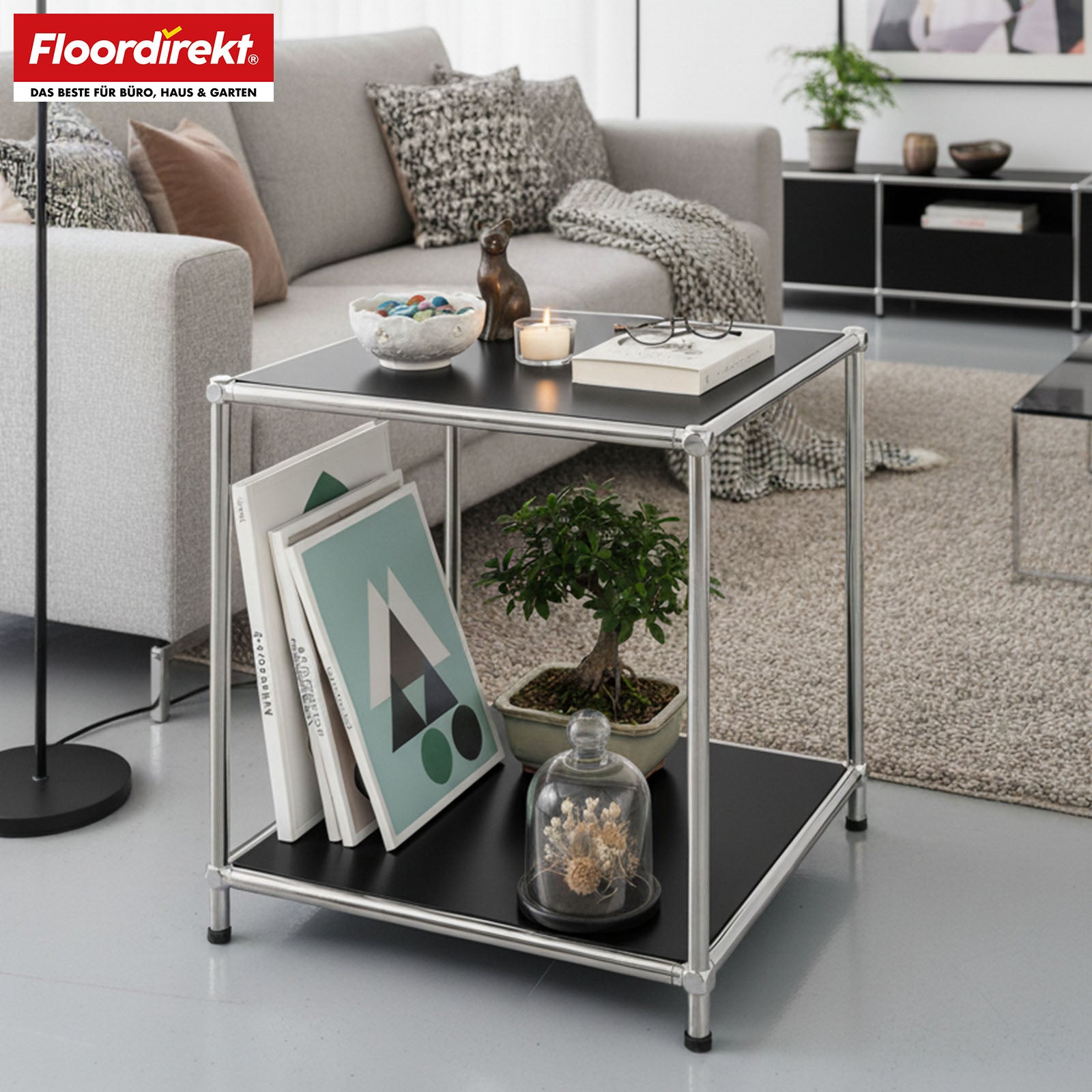 Étagère métallique | Concept Epure MK-012 | Étagère d'appoint et de rangement ouverte avec 2 tablettes | Disponible en plusieurs couleurs