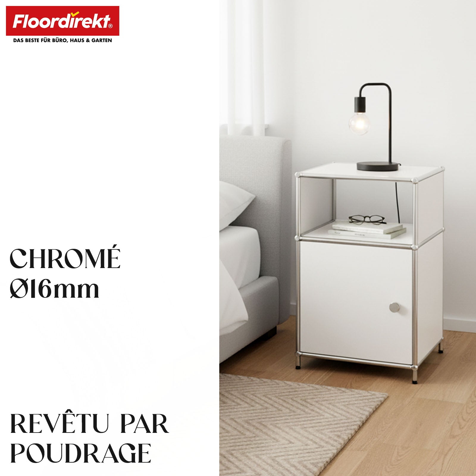 Étagère métallique | Concept Epure MK-040 | Étagère de rangement à 3 niveaux avec porte et tablettes | Disponible en plusieurs couleurs
