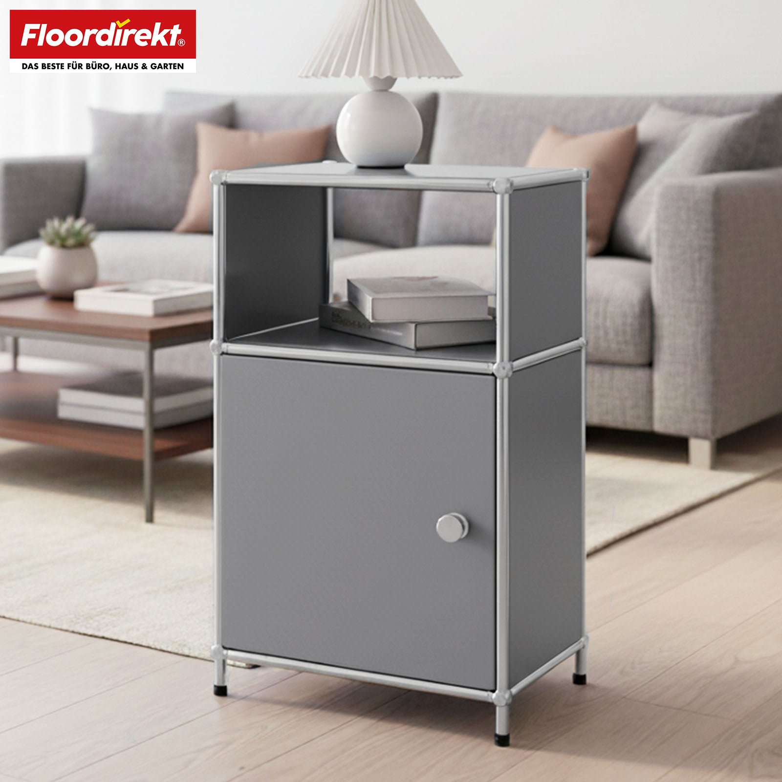 Étagère métallique | Concept Epure MK-040 | Étagère de rangement à 3 niveaux avec porte et tablettes | Disponible en plusieurs couleurs