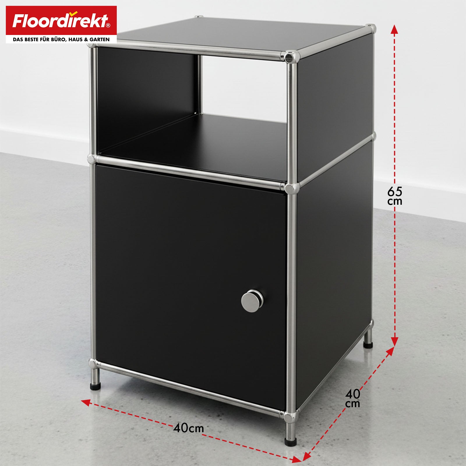 Étagère métallique | Concept Epure MK-040 | Étagère de rangement à 3 niveaux avec porte et tablettes | Disponible en plusieurs couleurs