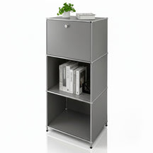Étagère métallique | Concept Epure MK-107 | Étagère de rangement à 4 niveaux avec compartiment verrouillable et tablettes | Disponible en plusieurs couleurs