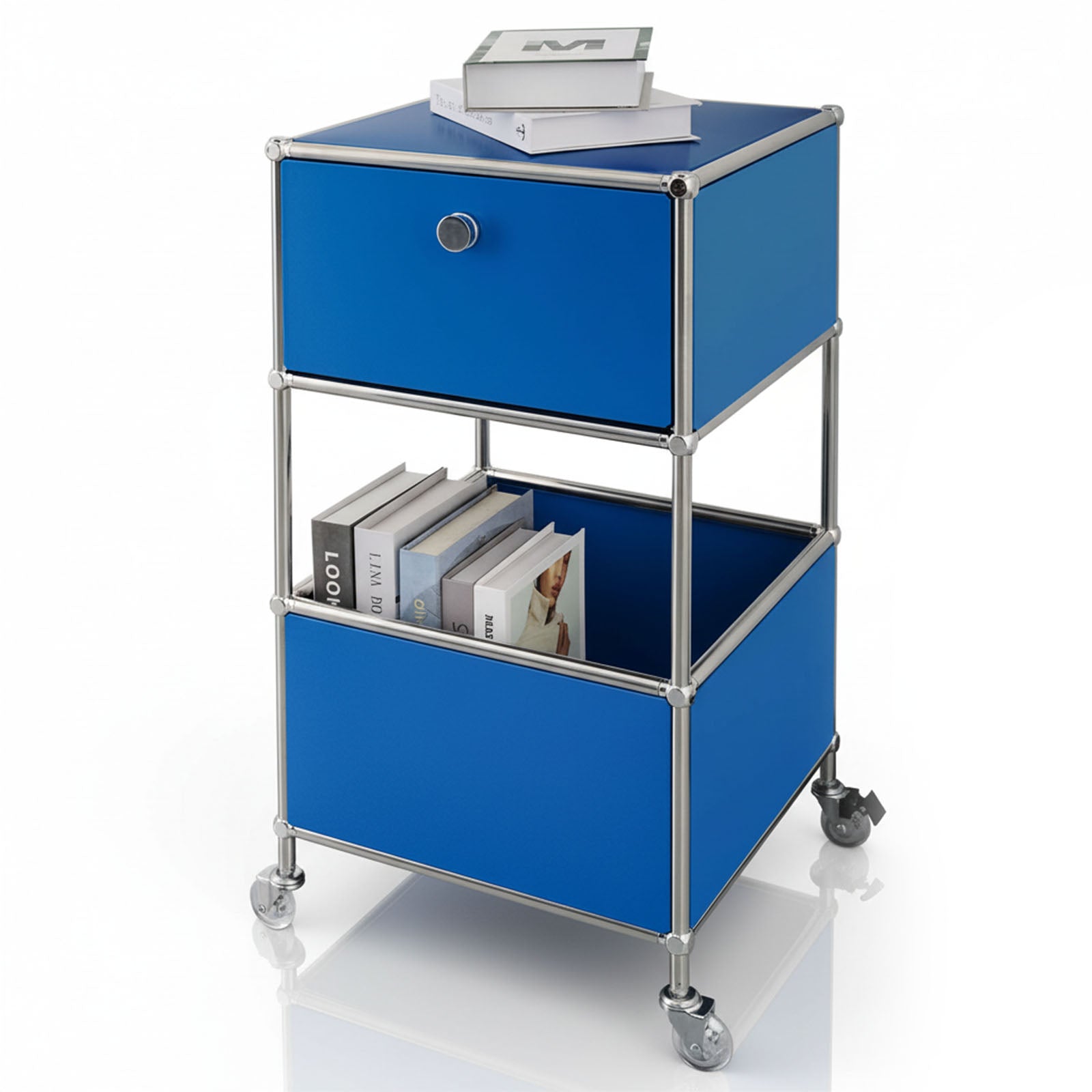 Étagère métallique | Concept Epure MK-145 | Caisson à roulettes à 3 niveaux avec tiroir et étagères | Disponible en plusieurs couleurs