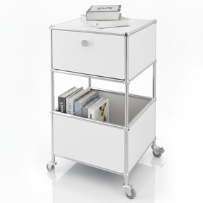 Étagère métallique | Concept Epure MK-145 | Caisson à roulettes à 3 niveaux avec tiroir et étagères | Disponible en plusieurs couleurs