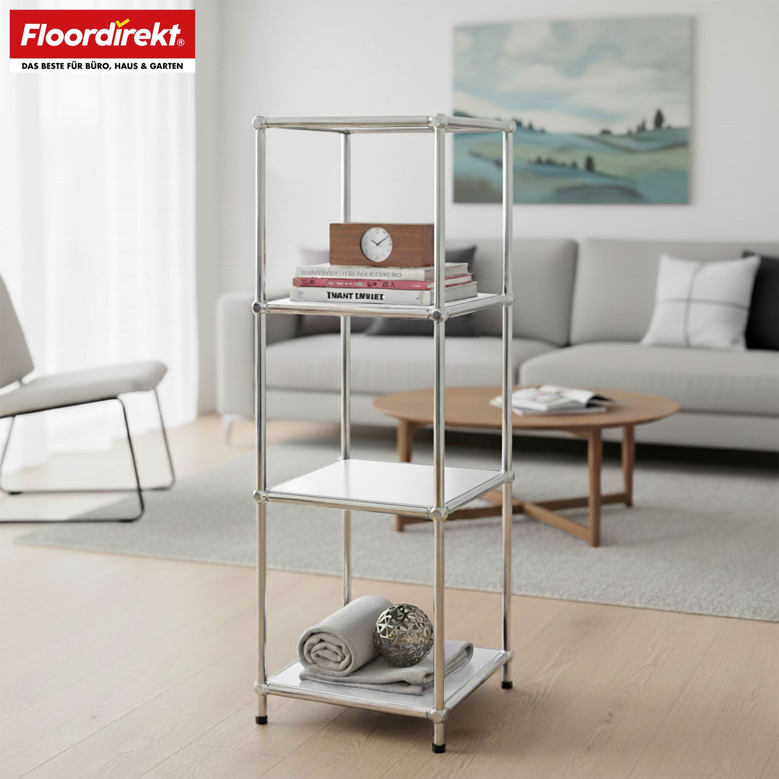 Étagère métallique | Concept Epure MK-005 | Étagère à 4 niveaux avec tablettes ouvertes | Disponible en plusieurs couleurs