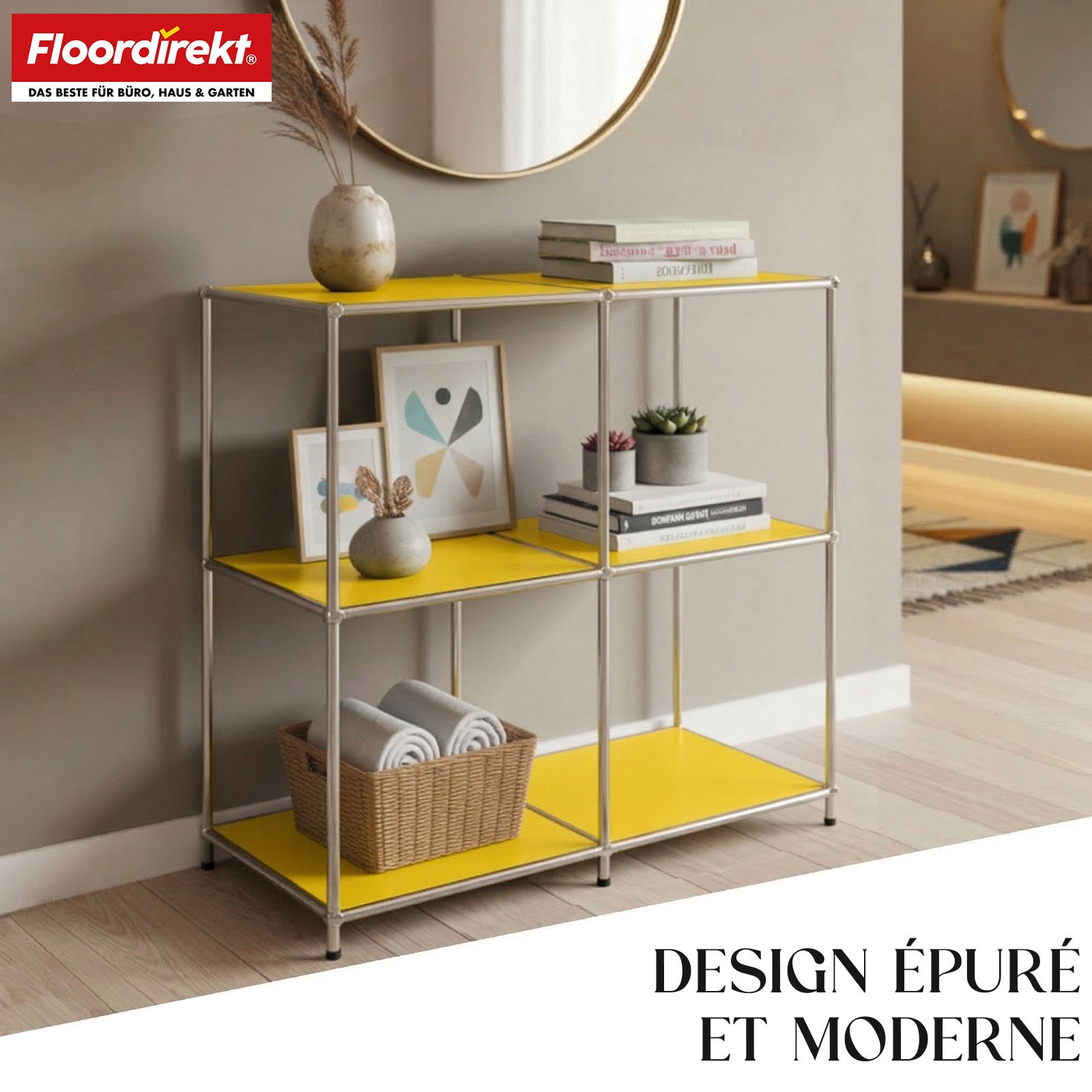 Étagère métallique | Concept Epure MK-027 | Buffet ouvert à 3 niveaux et étagère de rangement | Disponible en plusieurs couleurs