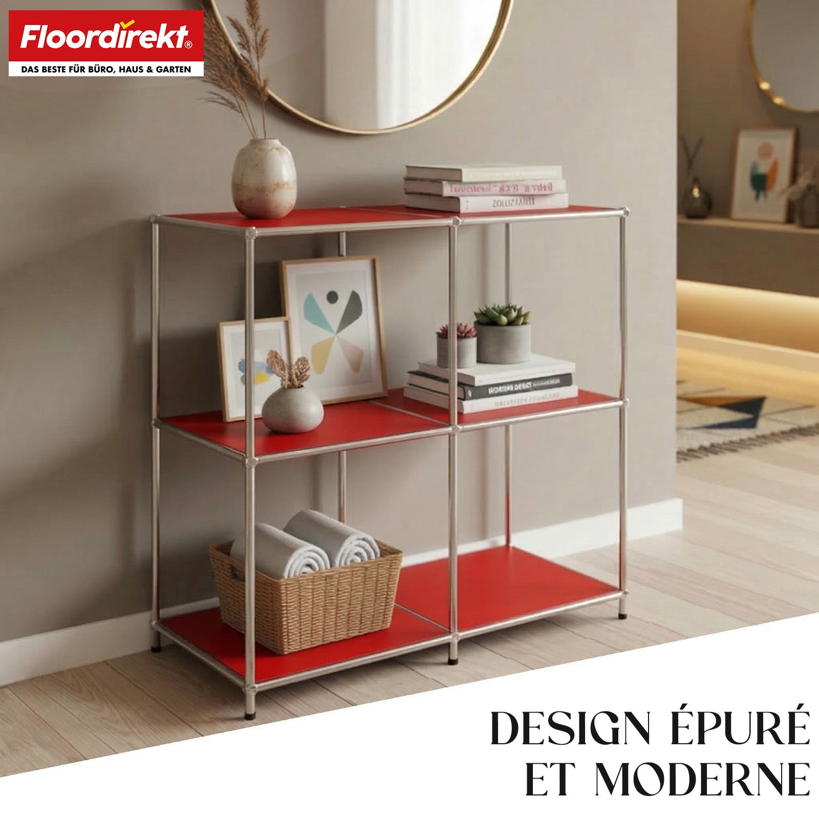 Étagère métallique | Concept Epure MK-027 | Buffet ouvert à 3 niveaux et étagère de rangement | Disponible en plusieurs couleurs