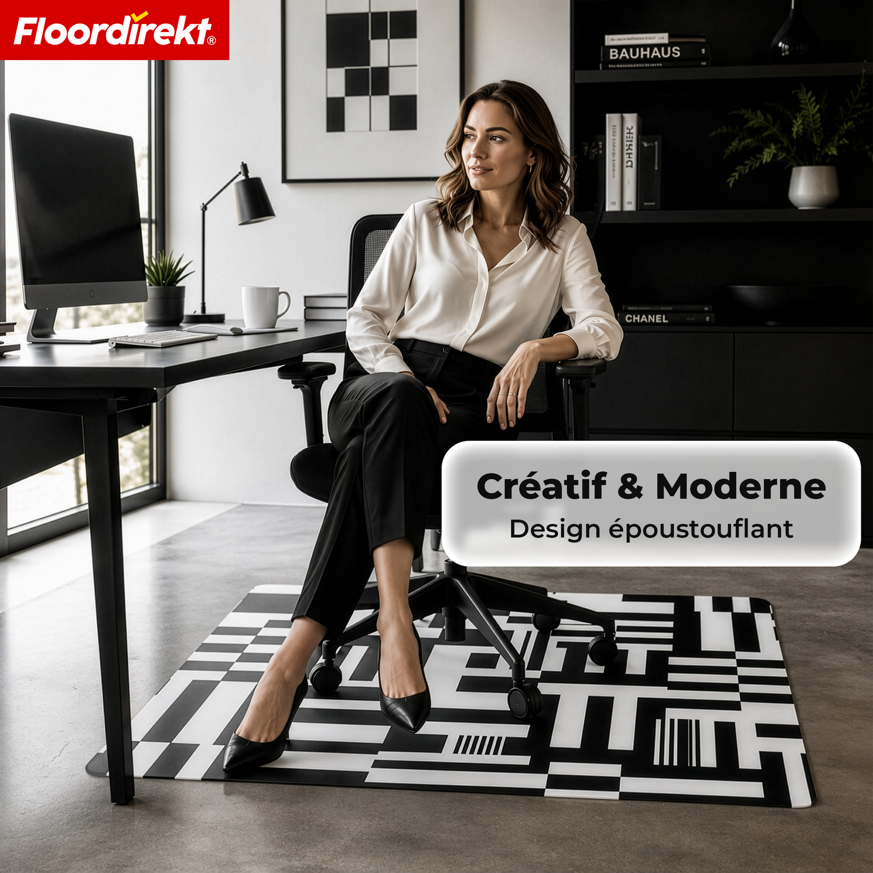 Tapis de protection de sol design | Protection robuste de chaise de bureau en PVC spécial pour bureau & télétravail | 80 x 118 cm