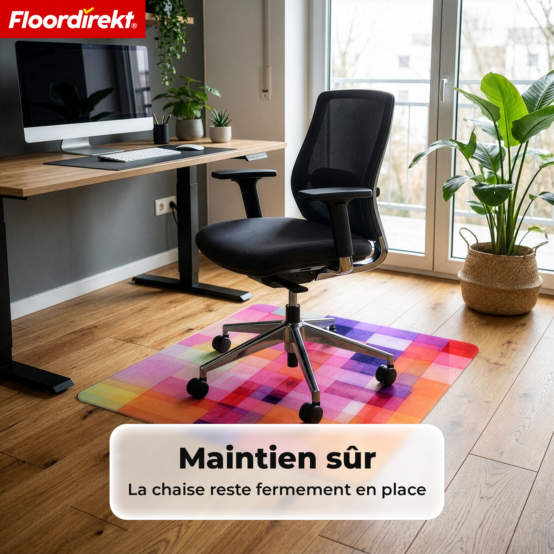 Tapis de protection de sol design | Protection robuste de chaise de bureau en PVC spécial pour bureau & télétravail | 80 x 118 cm
