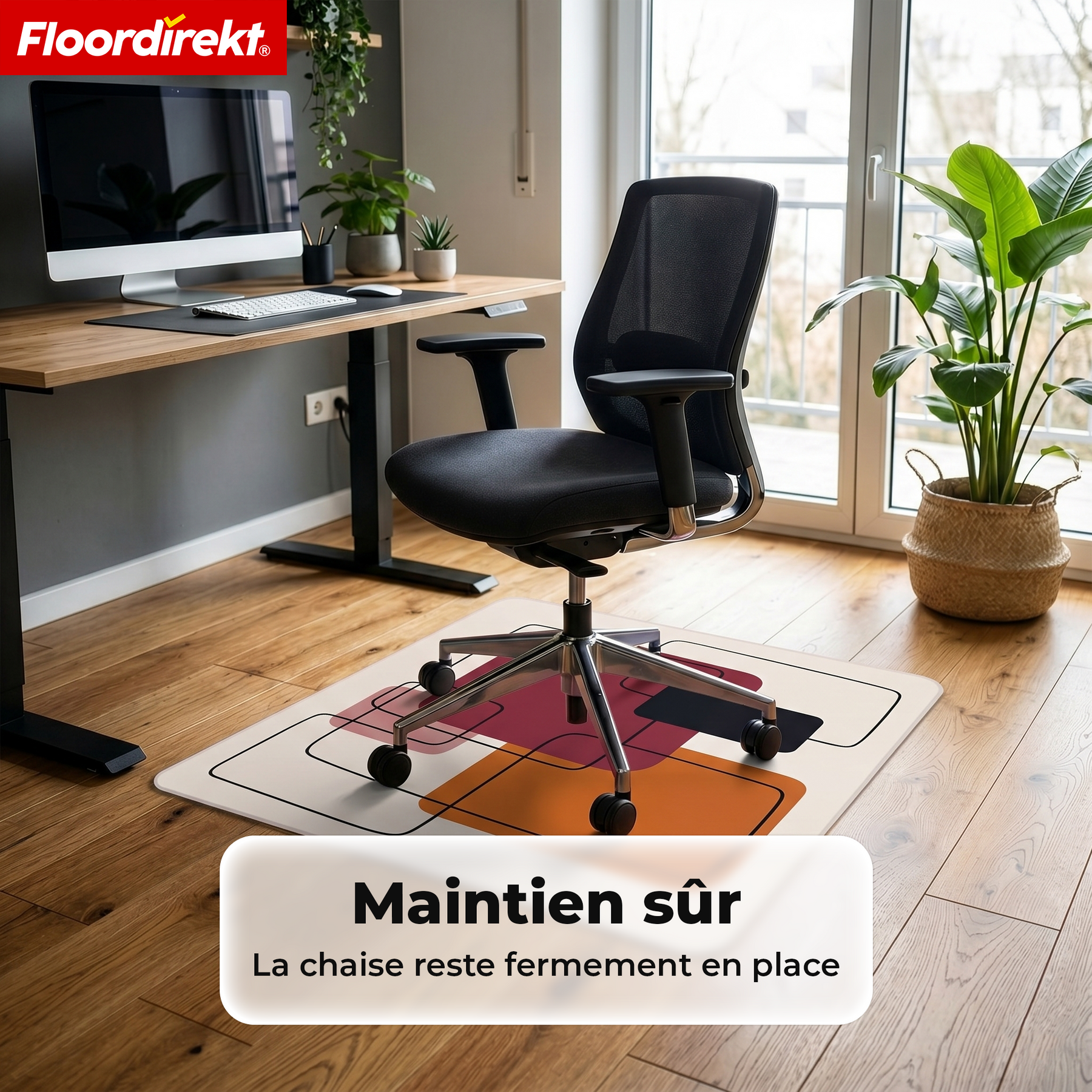 Tapis de protection de sol design | Protection robuste de chaise de bureau en PVC spécial pour bureau & télétravail | 80 x 118 cm