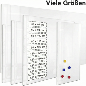 Tableau blanc en verre | Pearlwhite  | Verre de sécurité | Sans cadre | 8 tailles