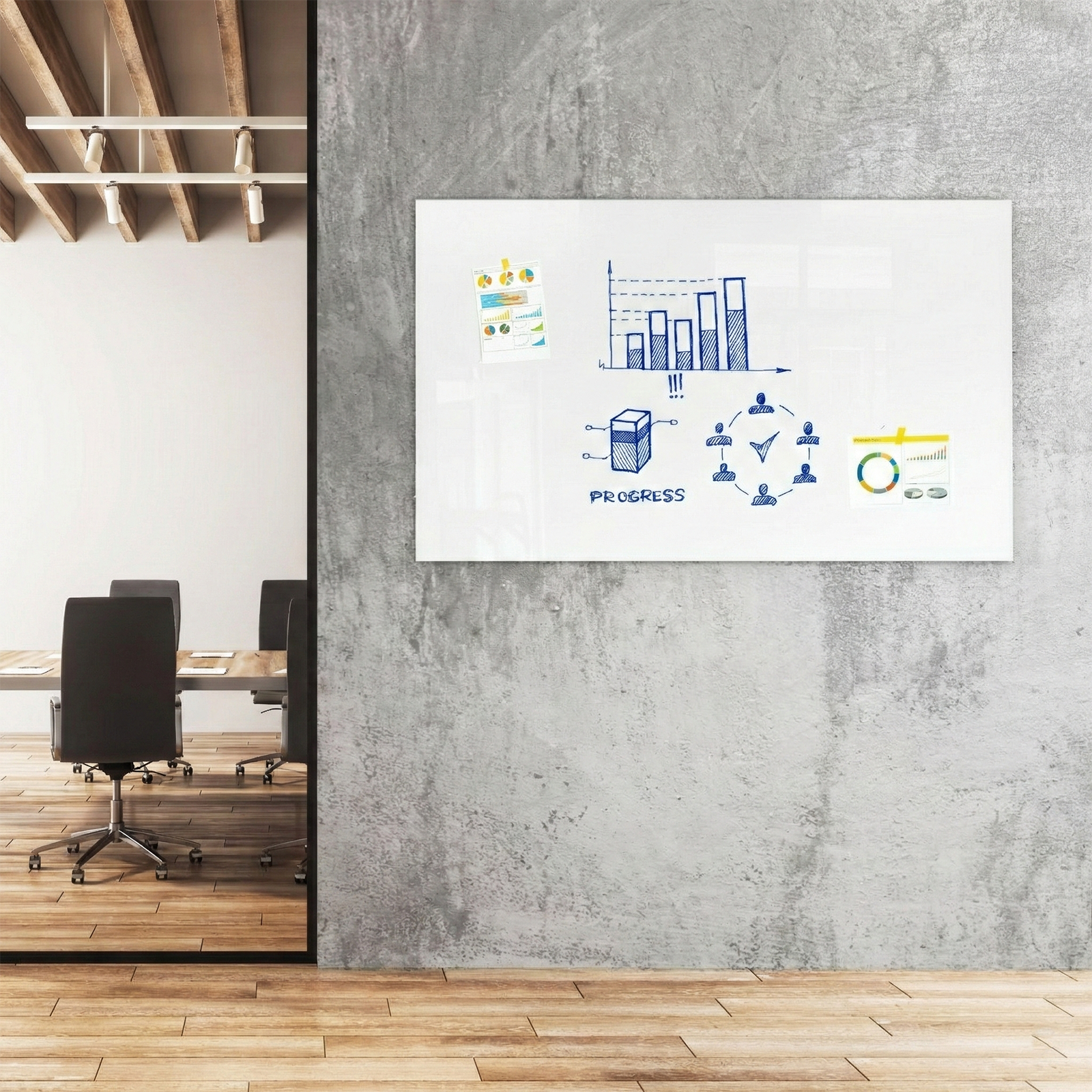 Tableau blanc en verre | Pearlwhite  | Verre de sécurité | Sans cadre | 8 tailles