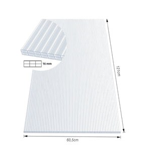Plaque alvéolaire | 60,5 x 121 cm | Polycarbonate | Pour serre & toiture