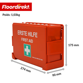 Trousse de premiers secours | DIN 13157:2021 | Coffret de secours avec support mural & autocollants ISO