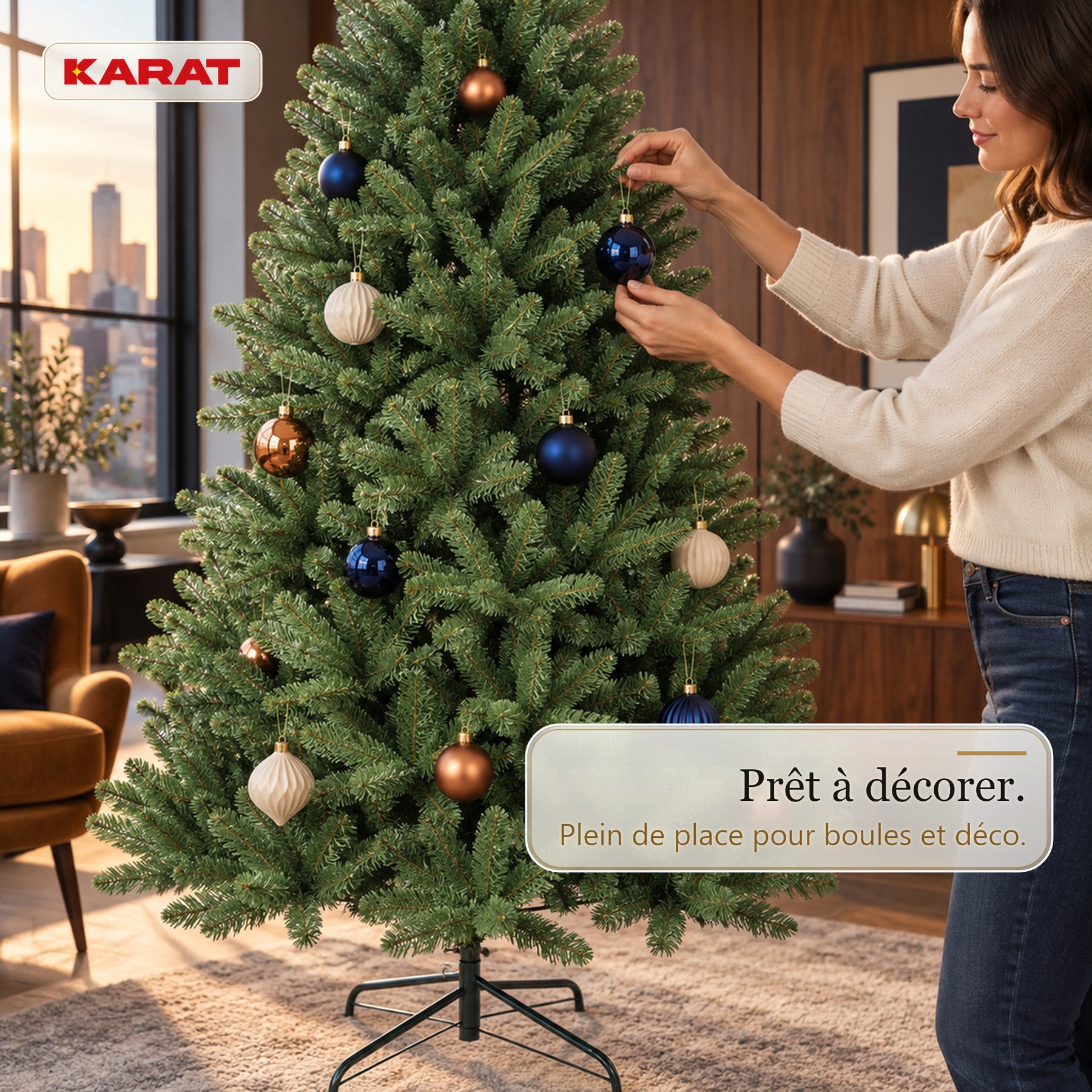 Sapin de Noël artificiel | Evergreen | Aspect sapin dense avec pied en métal | 150–240 cm