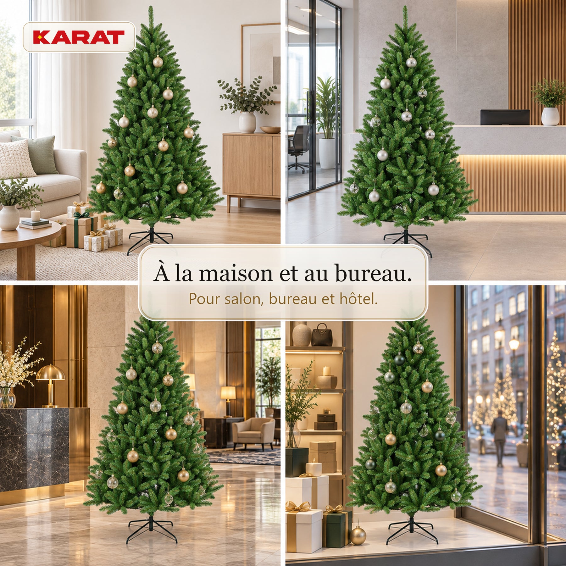 Sapin de Noël artificiel | Evergreen | Aspect sapin dense avec pied en métal | 150–240 cm