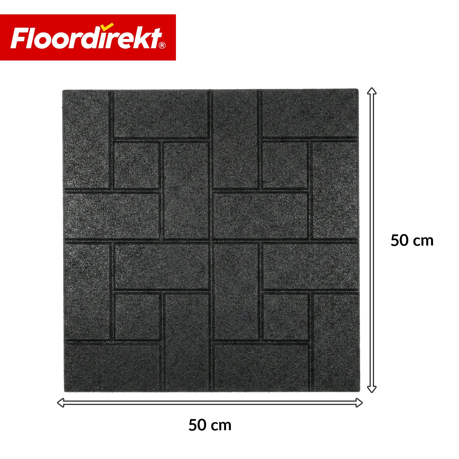 Dalle amortissante | Paving Tile | 50x50 cm 25 mm | Dalle en caoutchouc aspect pavé | Terrasse, jardin & extérieur