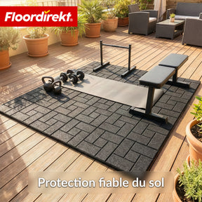 Dalle amortissante | Paving Tile | 50x50 cm 25 mm | Dalle en caoutchouc aspect pavé | Terrasse, jardin & extérieur